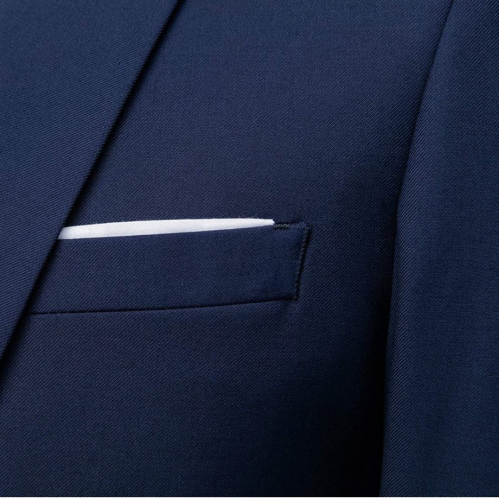 L Mens Slim Fit 2 Piece Suit One Button Notch Lapel Tuxedo - Picture 3 of 4